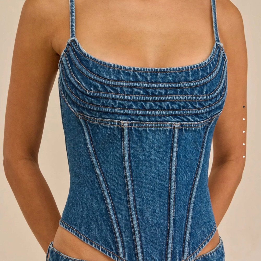 NWT Cult Gaia CHIYA Denim Top 2